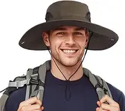 [LOKZEER] Sun Hat for Men Women：UV Protection Breathable Wide Brim Fishing Hats, Lightweight Foldable Bucket Hat for Hiking Gardening Beach Fishing Camping Travel (One Size)