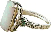 [VOLURE] Finger Joint, Ring Toe Ring,Rings,Luxury Square White Opal Antique Silver Ring Jewelry Engaged Ring For Women Cute Dragon Ring