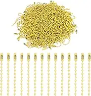 uxcell 220pcs Metal Ball Bead Chain, 100mm Long Bead Connector Clasp Dog Tag Hanging Chain for Key Chains Tags Craft Projects Jewelry Making, Yellow