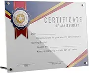 TEHAUX Elegant Acrylic Award Picture Frame A4 Size Versatile Tabletop or Wall Mount Display