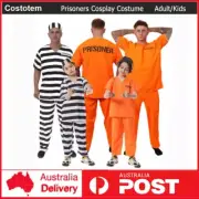 Adult Kid Prisoner Jumpsuit Costume Convict Jail Orange Prison Halloween Uniform