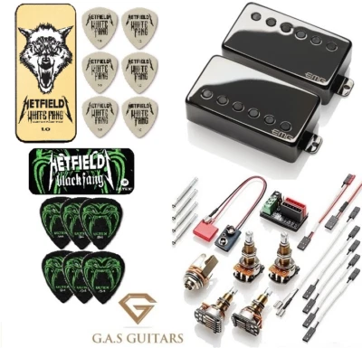 EMG JH Set James Hetfield Black Chrome Standard Space Long Pots (12 PICKS & TIN)