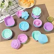 DJAPWPX 36 Pcs Silicone Donut Mold, Nonstick Muffins Liners, Reusable Bagel Baking Cups, 9 Shape Small Donut Pan Heat Resistant Silicone Bakeware for Bagel Muffin Jelly