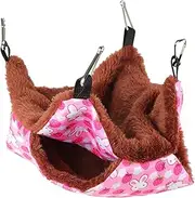 HANABASS Double Layer Plush Sugar Glider Hammock Hanging Bed for Squirrels Warm Sleeping Nest Pink S