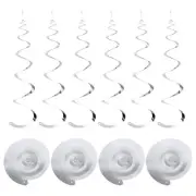 18 Pcs Silver Party Hanging Single Strip with Hang Tag String,Hook