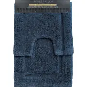 2pc Renee Taylor Tufted Bath/Contour Mat Set Cotton 2200GSM Toilet Blue Mirage