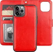 Bocasal for iPhone 11 Pro Wallet Case with Card Holder PU Leather Magnetic Detachable Kickstand Shockproof Wrist Strap Removable Flip Cover for iPhone 11 Pro 5.8 inch (Red)