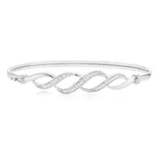 Sterling Silver Round Brilliant Cut with 0.05 CARAT tw of Diamonds Bangle