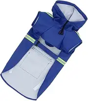 Waterproof Pet Dog Raincoat Reflective Strips Elastic Jumpsuit Dog Rainwear for Outdoor Dark Blue