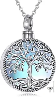 Tree of Life Urn Necklace for Ashes Sterling Silver Cremation Keepsake Women Men