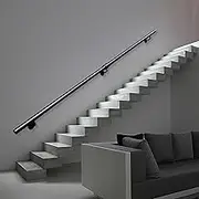 Wall Mounted Stairs Banister Handrail - Metal Wrought Iron Hand Rail Safety Non-Slip Grab Bar Rail Kit for Indoor Outdoor Steps Home Corridors Stair Railings(18ft/540cm)