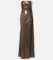 [Alex Perry] Alex Perry Sequined gathered gown AU 14 brown