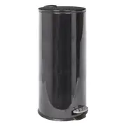 1x Black 30L Stainless Steel Round Kitchen Pedal Bin Rubbish Waste Dustbin
