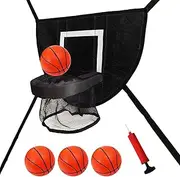 Basketball Ring with Launch Trampoline – Soft Basketball Ring Accessory | Basket with Trampoline and 4 Ball Pumps | Garden, Gym and Outdoor Accessories