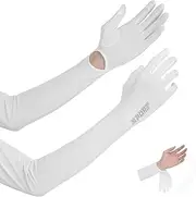 [Abeillo] Women UV Sun Protection Gloves UPF 50 Touchscreen Arm Sun Driving Gloves Full Finger Protective Arm Glove for Outdoor