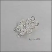 Sterling Silver 2-strand Hook & Eye Butterfly Clasp with CZ White #51288