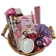 Pink Breast Cancer Gift Basket Pink Ribbon Items Notebooks Waterbottle