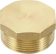 uxcell G1-1/2 Brass Pipe Plug, 1pcs Male External Thread Hex Garden Hose End Cap Pipe Plug Pipe Fitting for Oil Water Hydraulic Pipeline