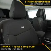 Isuzu D-MAX RT Space & Single Cab GP4 Neoprene 2x Front Row Seat Covers (Made to Order)