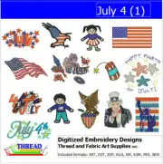 Embroidery Design Set - July 4(1) - 14 Designs - 9 Formats - USB Stick