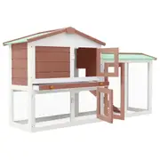 Andala Pets Outdoor Large Rabbit Hutch Brown and White 145x45x84 cm