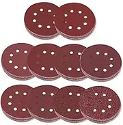 50pcs 5 Inch Flocked Sandpaper 8 Hole Discs in 5 Grits (80 100 120 150 180 Grit) Hook and Loop for Easy Sanding