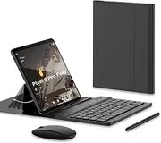 Jarttarn Wireless Keyboard and Mouse Compatible with Google Pixel 9 Pro Fold, Bluetooth Keyboard Wirelessly Connects with Leather Cover and Pen for Pixel 9 Pro Fold (Black)