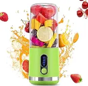 Portable Blender, 450ml Personal Size Blender for Shakes and Smoothies, 2*2000mAh USB Rechargeable Mini Smoothie Blender Mixer with 6 3D Blades and LED Display Juicer Cup for Sports Travel Home Office