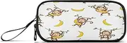 RPLIFE Cartoon Monkeys Hanging Bananas Pencil Bag, Large Capacity Pencil Case, Nylon Pencil Case