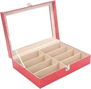 [ANDRESLAD] Slot PU Eyeglass Storage Box Grain Pattern Sunglass Display Case Organizer for Glasses Collector Elegant Rosy Design for Home and Office Decor