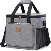 Large Soft Sided Picnic Cooler Bag 15L Insulated Leak Collapsible Cooler Lunch Bag for Camping, Lunch, Beach, Picnic, Road Trips, Shopping, Travel,Grey
