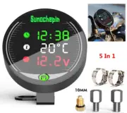 Motorcycle Voltmeter Time Temperature LED Display Table Kit Rechargeable 22mm (for: Honda)