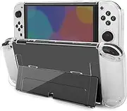 TIKOdirect Transparent Case Compatible with Nintendo Switch OLED, Dockable Clear Protective Case for Switch OLED, Comfort Grip Case with Shock-Absorption and Anti-Scratch Design, Clear