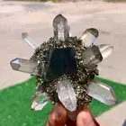 234G Chalcopyrite crystal clusters,fluorite coexist,providing spiritual energy