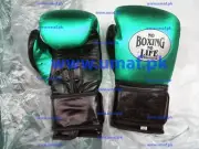 Custom Made No Boxing No Life Boxing Gloves Green & Black, Straps