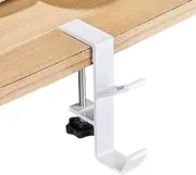 Under Desk Clamp Hook | ClipOn Backpack Hook - Portable Metal Organizer with Adjustable Arm Clamp, Reduce Desktop Clutter for Cabinets Shelves