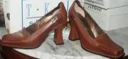 MonteCatini Genuine BROWN LEATHER WOMENS CHUNK HEELS DESIGNER ?