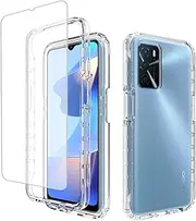 [Zoeirc] Case for Oppo A16/OPPO A16S/OPPO A54S CPH2273 Case with Tempered Glass Screen Protector, Soft 360 Full Body Shockproof Hybrid Bumper Crystal Clear Case Cover for Oppo A16 4G (Clear)