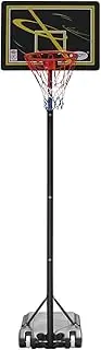Genki 1.55-2.6m Portable Basketball Hoop Stand System Height Adjustable Backboard Net Ring,Built in Wheels
