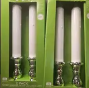 NEW Holiday Time 2 Pk BUNDLE LED Battery Candles Timer Yellow Flickering Flame