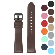 StrapsCo Smooth Leather Watch Band Strap for Black Fitbit Charge 3