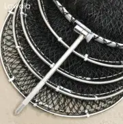 Folding Fishing Nets Cage Strong Black Braided Wire Mesh Hand Net Quick-drying