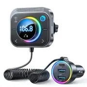 JR-CL18 Multi-port Car Wireless FM Transmitter with Coiled Cable