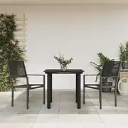 Generic 3 Piece Garden Dining Set Black Steel and Textilene,3200726