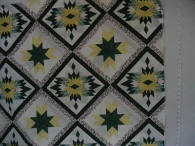 Cheater Quilt Top Material, "Bear Claw Gold", 90" x 108", Cotton Blend Material