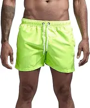[Maiyifu-GJ] Mens Swim Trunks Elastic Waist Quick-Drying Board Shorts Casual Summer Flat Front Short Pant with Pockets