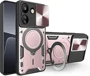 Compatible with Tecno Camon 20 4G CK6 CK6n Cover,Compatible with Tecno Camon 20 Pro 4G CK7n Car Mount Magnetic Stand Slide Lens 2 in 1 Case Pink