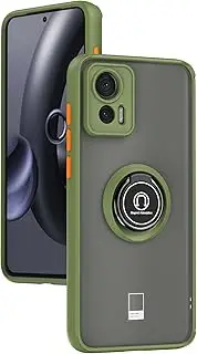 [ILING] Mobile Phone Case for Motorola Edge 30 Neo/Edge 30 Lite, Ultra Thin Shockproof Translucent Matte Hard PC Back Case, Soft Silicone TPU Bumper Protective Case with Ring Stand (Army Green)