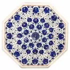 3'x3' Marble Dining Table Top Side Table Lapis Lazuli Inlay Hallway Decor