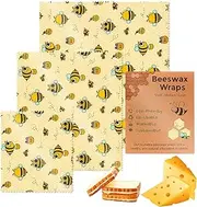 Reusable Beeswax Wrap, Beeswax Wraps for Food, Zero Waste Food Storage Beeswax Wrap | 3 Beeswax Wrap, Bread Sandwich Wrapper for Wrap Vegetables, Fruits, Bread, Cheese